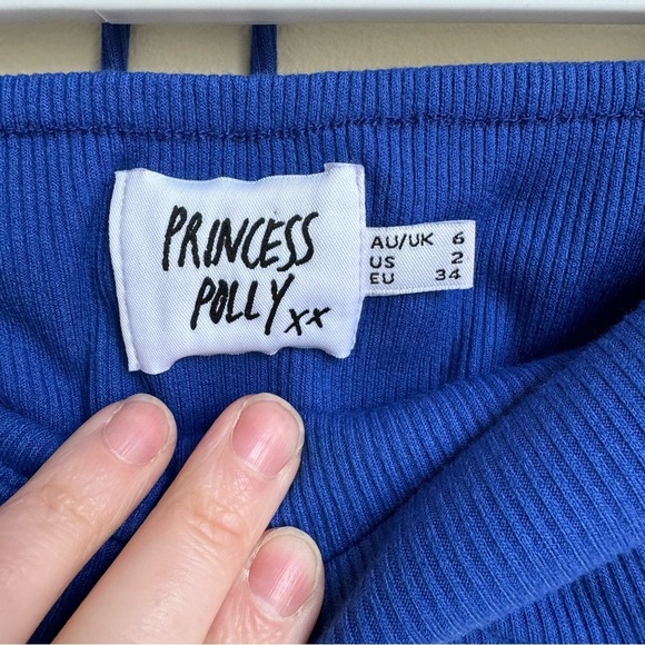 Princess Polly Ribbed Halter Top Blue Underwire Bikini Top Size 2 - Picture 5 of 6